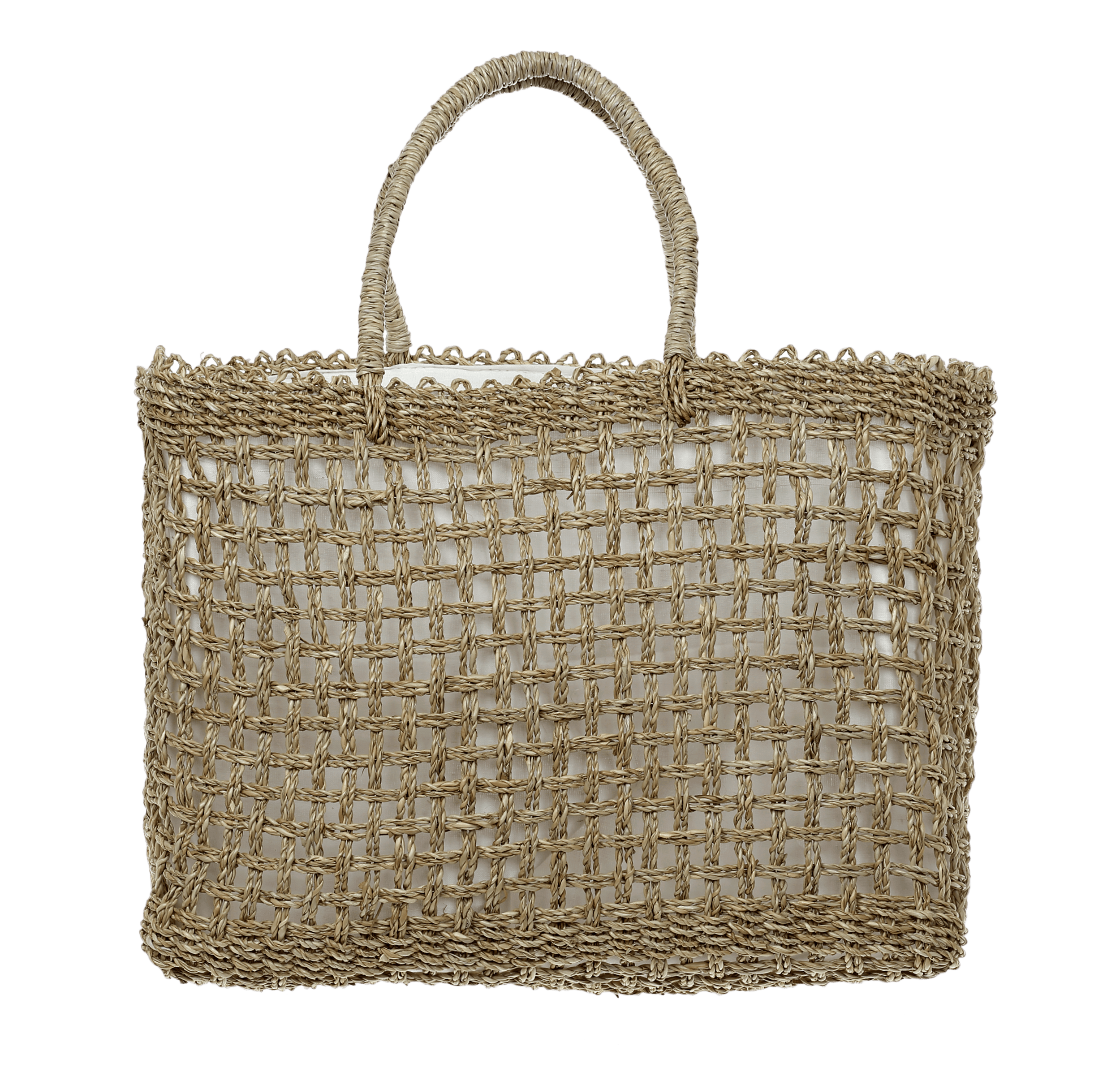 Χειροποίητη Ψάθινη Τσάντα με Πλεκτό Σχέδιο BB.004