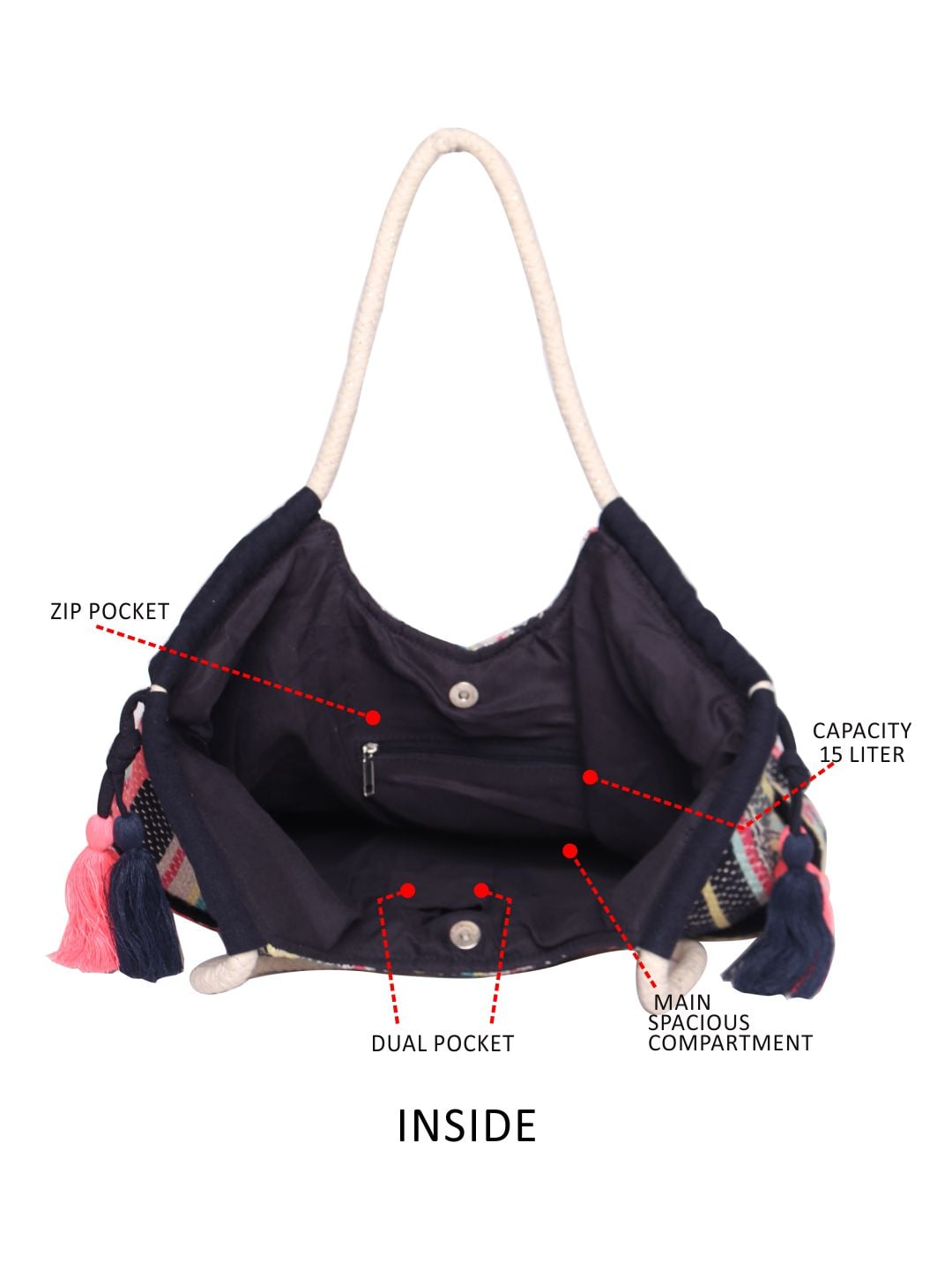 Πολύχρωμη Τσάντα Ώμου με Ρίγες ASTD0050 - Image 7