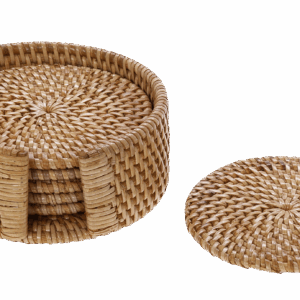 Σετ Σουβέρ με Θήκη Φυσικό Ρατάν (6τμχ) PMA.026