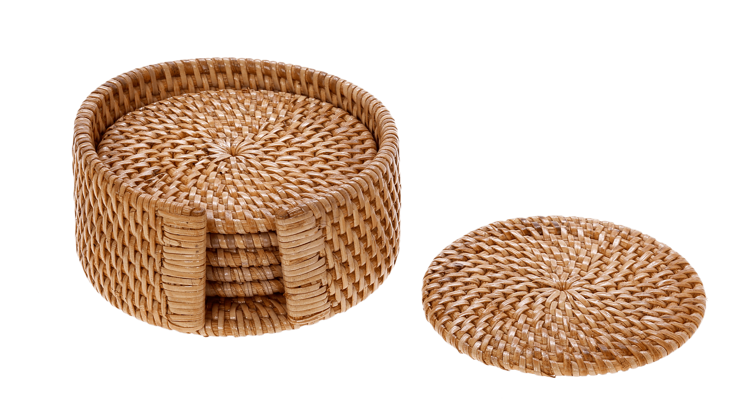 Σετ Σουβέρ με Θήκη Φυσικό Ρατάν (6τμχ) PMA.026