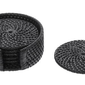 Σετ Σουβέρ με Θήκη Μαύρο Ρατάν (6τμχ) PMB.026