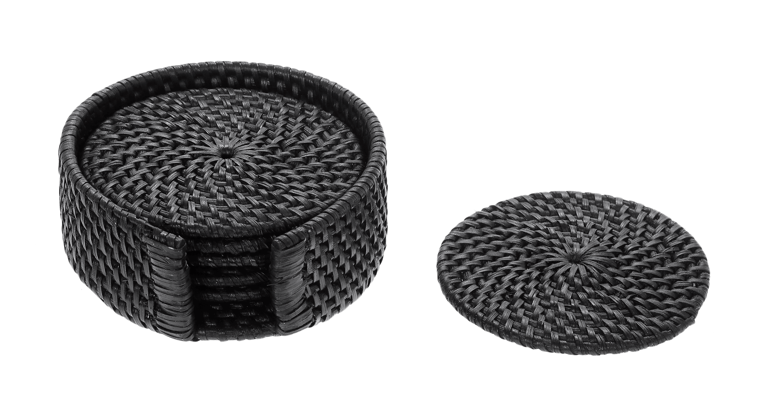 Σετ Σουβέρ με Θήκη Μαύρο Ρατάν (6τμχ) PMB.026