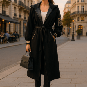 Παλτοζακέτα Ύφασμα και Δερματίνι 457323 Μαύρη