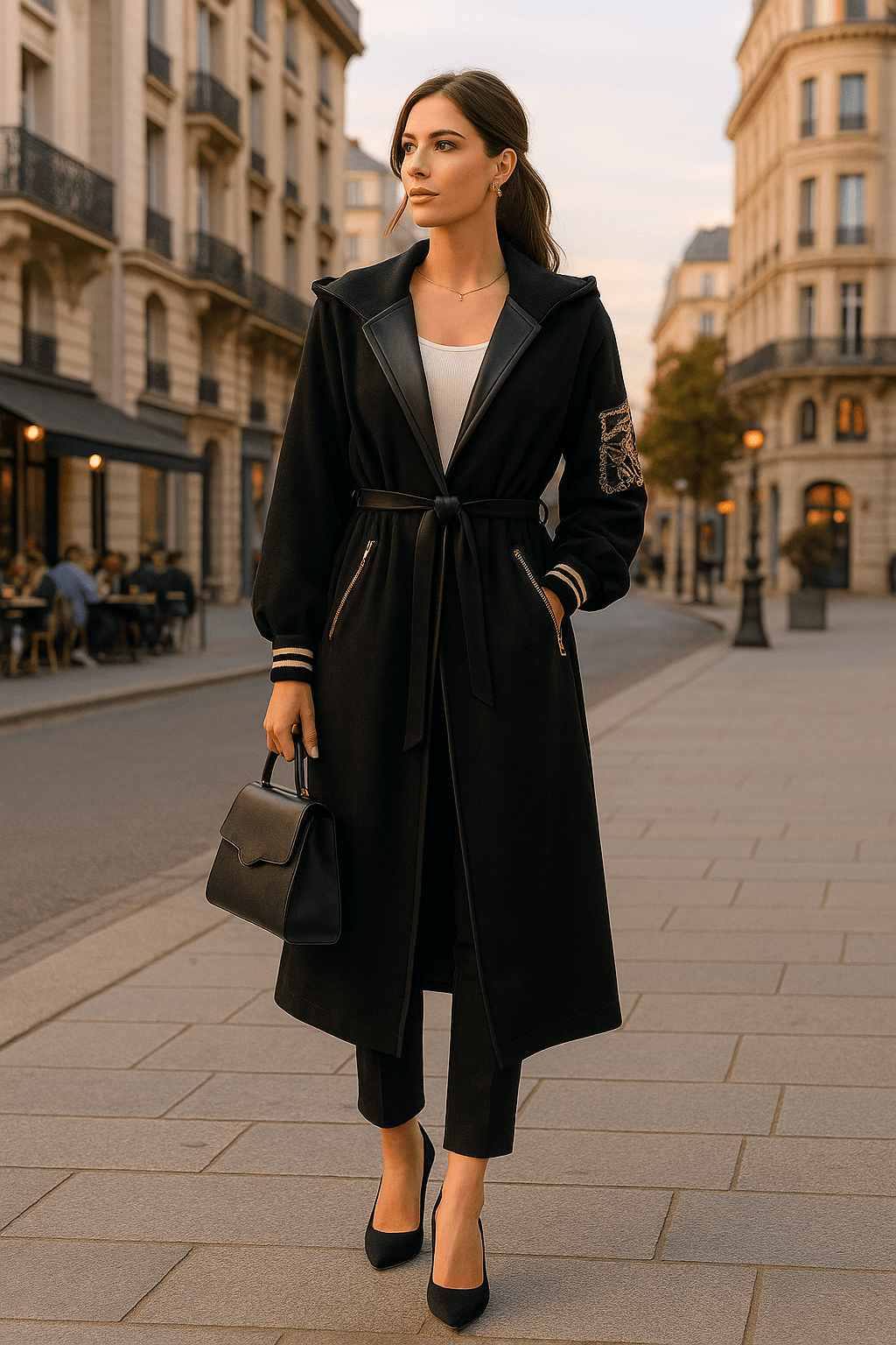 Παλτοζακέτα Ύφασμα και Δερματίνι 457323 Μαύρη