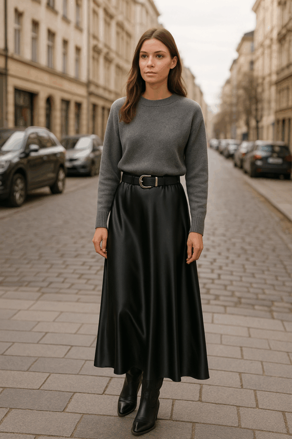 Φούστα Silk μακριά 5360 Μαύρη