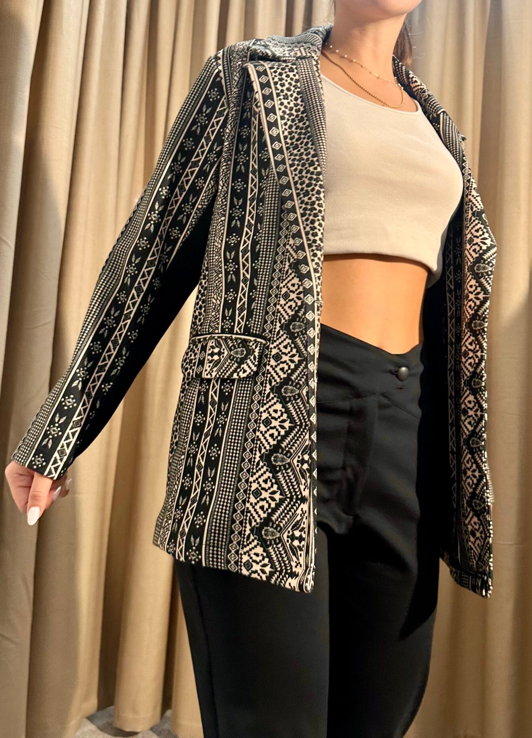 Σακάκι Γεωμετρικά σχέδια 5050 Μαυρο-Μπεζ - Image 6