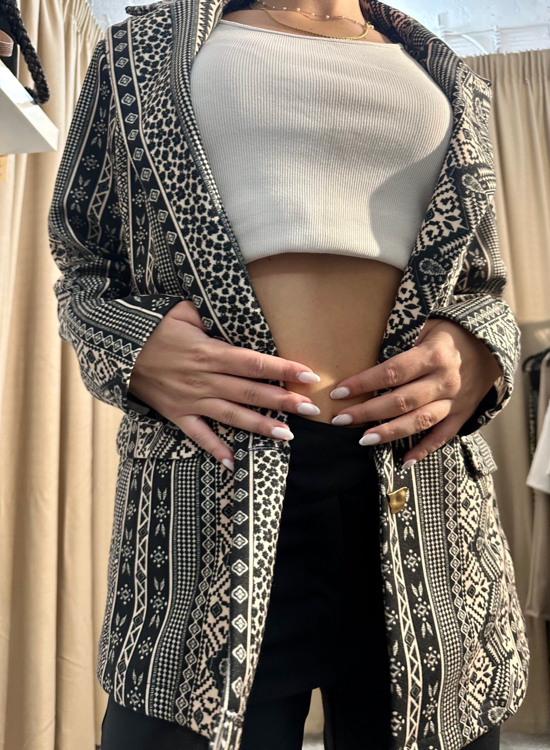 Σακάκι Γεωμετρικά σχέδια 5050 Μαυρο-Μπεζ