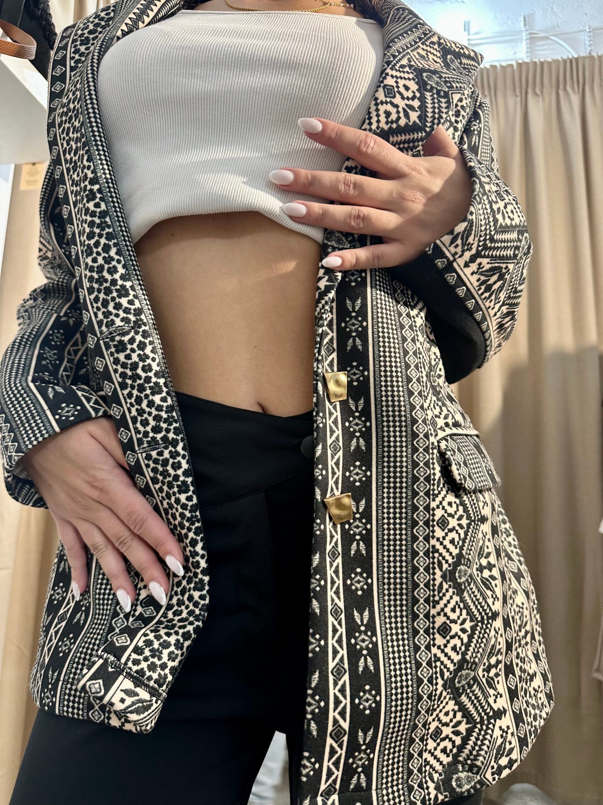 Σακάκι Γεωμετρικά σχέδια 5050 Μαυρο-Μπεζ - Image 4