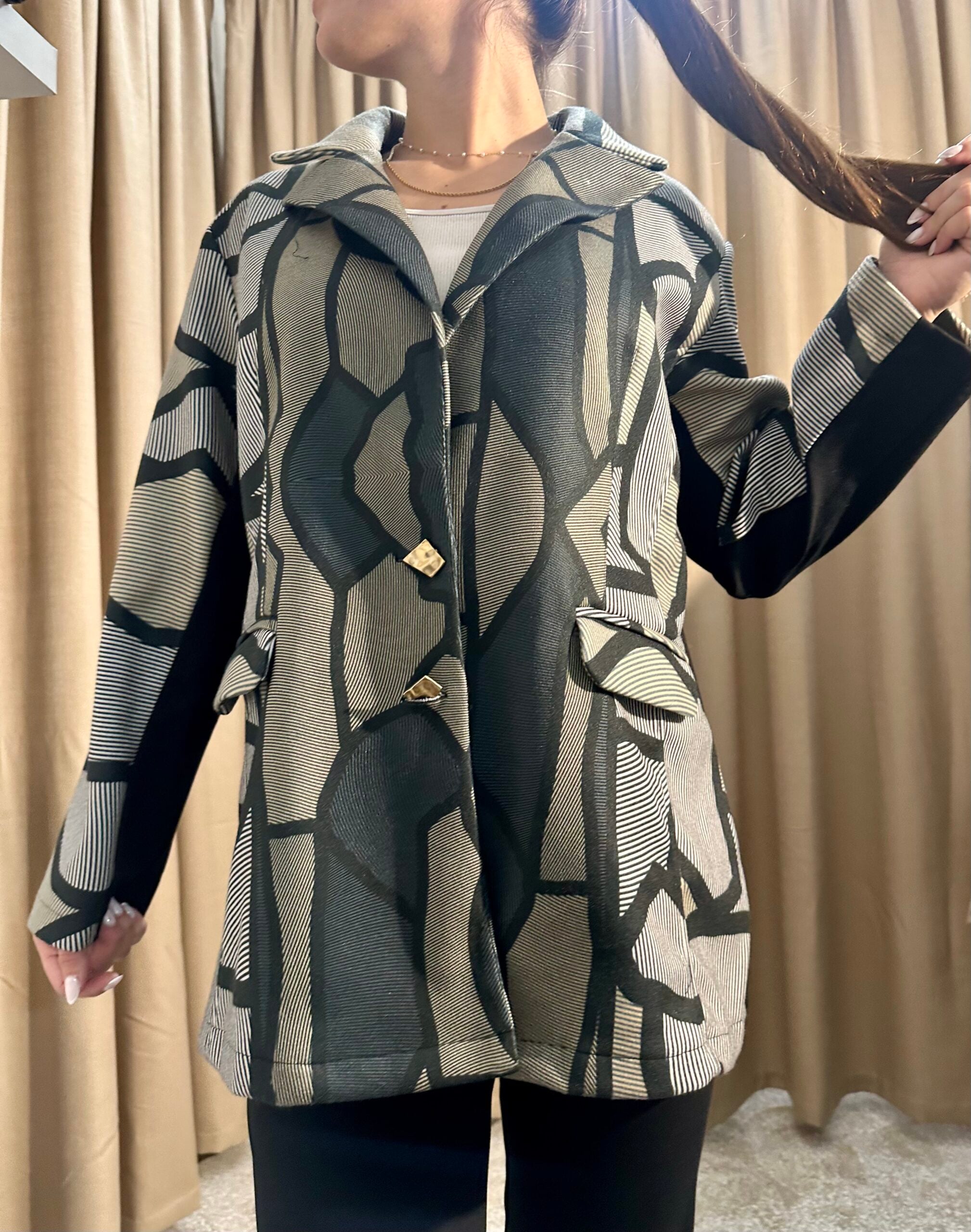 Σακάκι Γεωμετρικά σχέδια 5050 Χακί