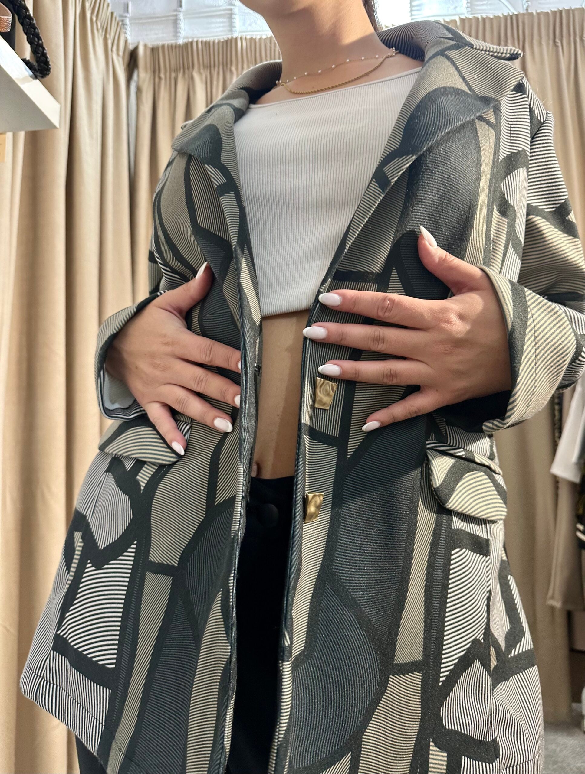 Σακάκι Γεωμετρικά σχέδια 5050 Χακί - Image 3