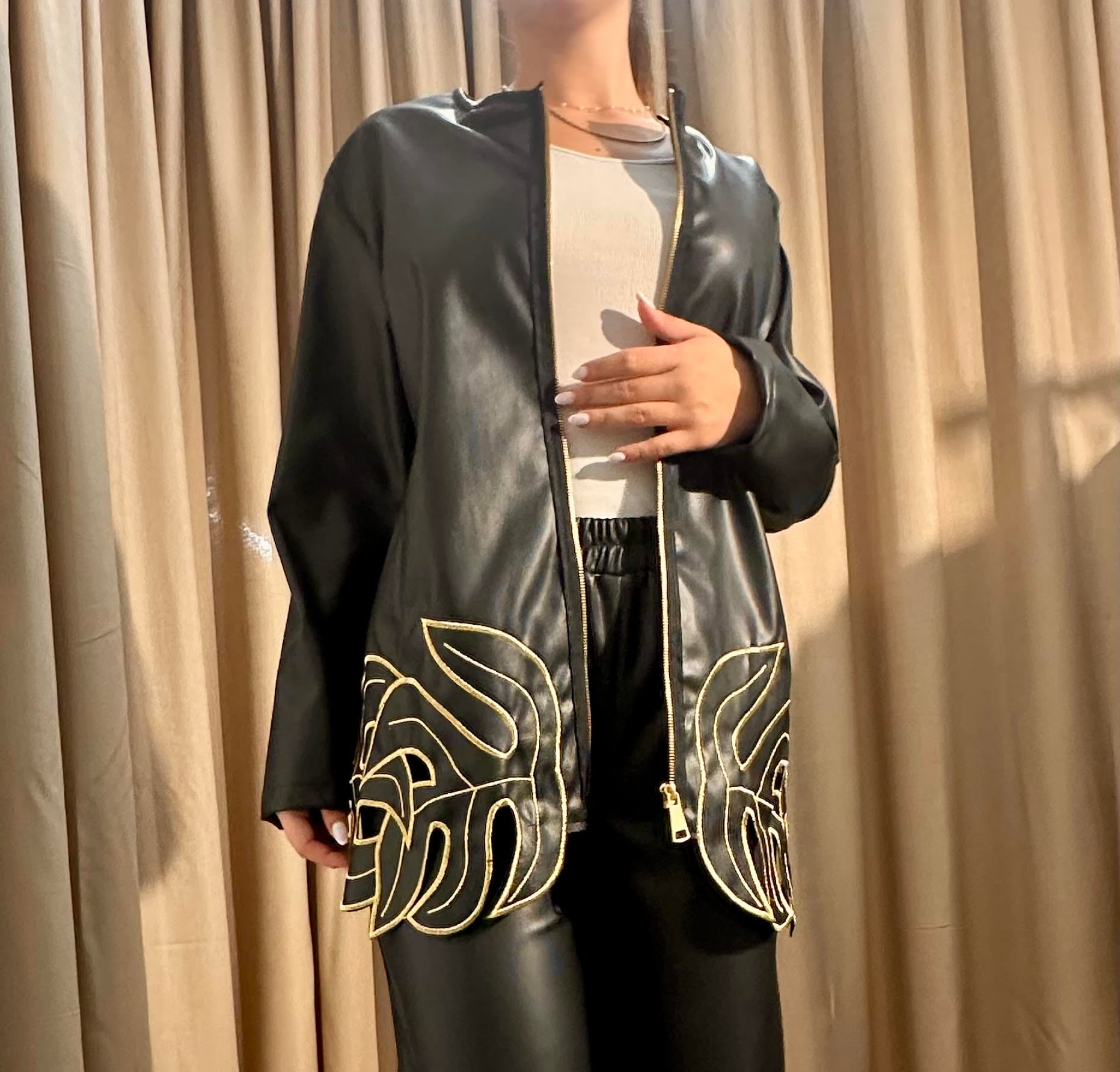 Σακακι Δερμάτινο LEAVES Μαύρο