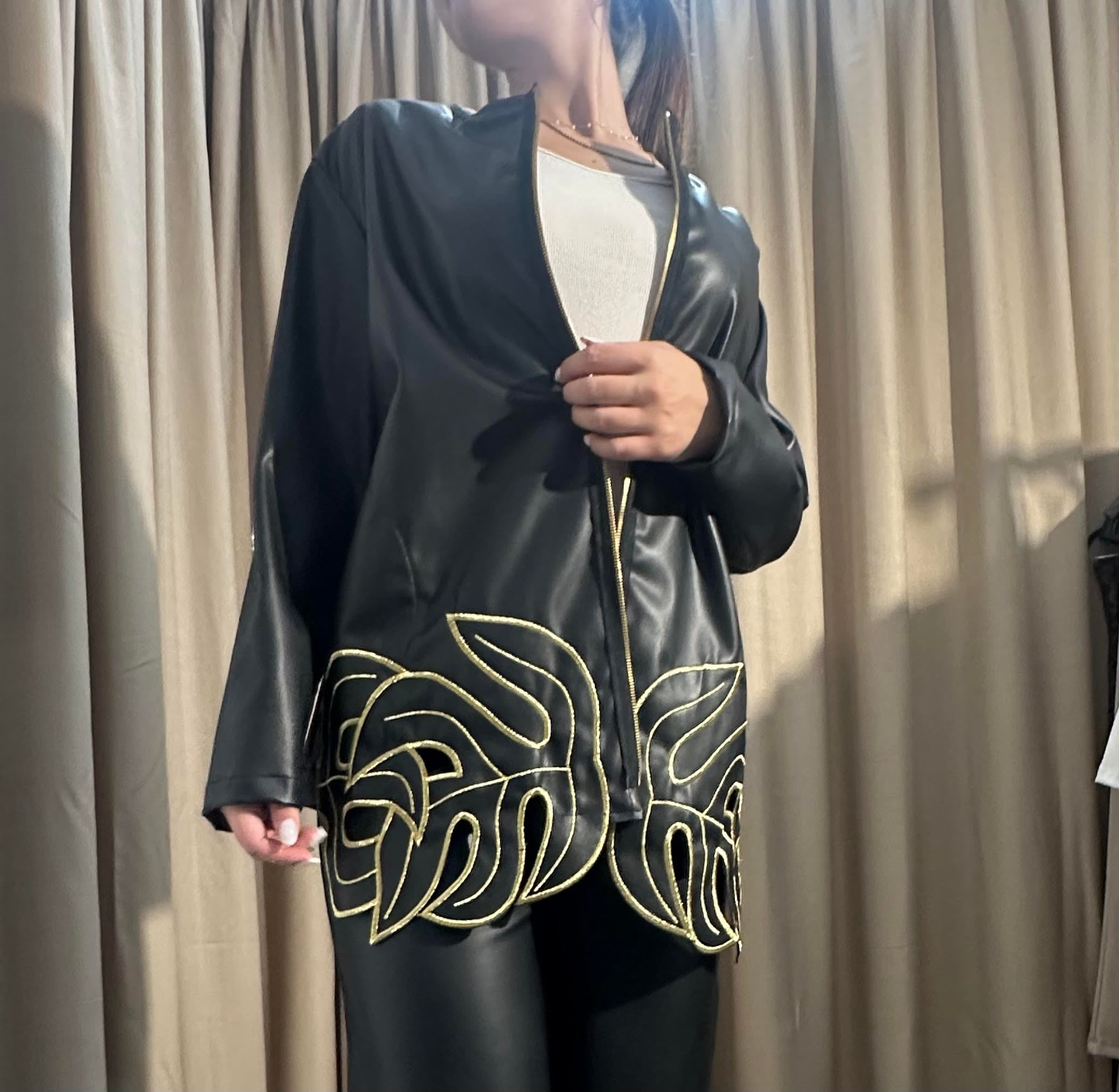 Σακακι Δερμάτινο LEAVES Μαύρο - Image 3