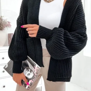 Γυναικεία ζακέτα πλεχτή 6157 μαύρη