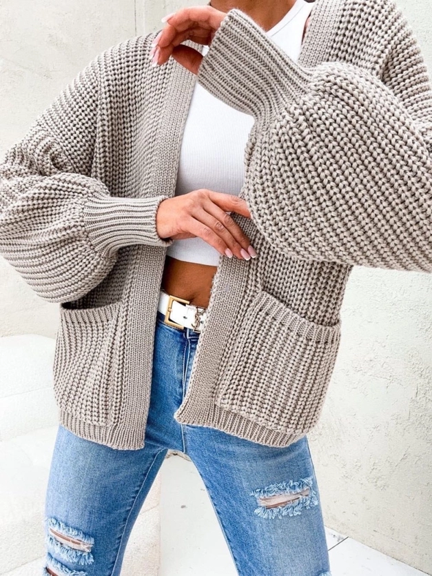 Γυναικεία ζακέτα πλεχτή 6157Γκρι