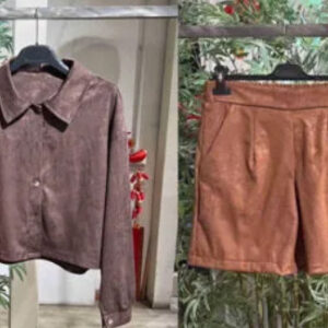 Suede Set – Crop Πουκάμισο & Σορτς